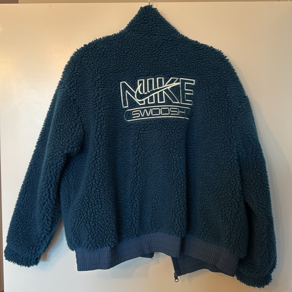Nike shearling jacket bomber teal size medium - Picture 3 of 3